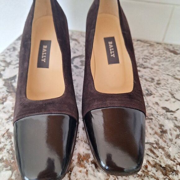 BALLY Brown‎ Suede  leather patent Flats size 7.5 M - Picture 1 of 10